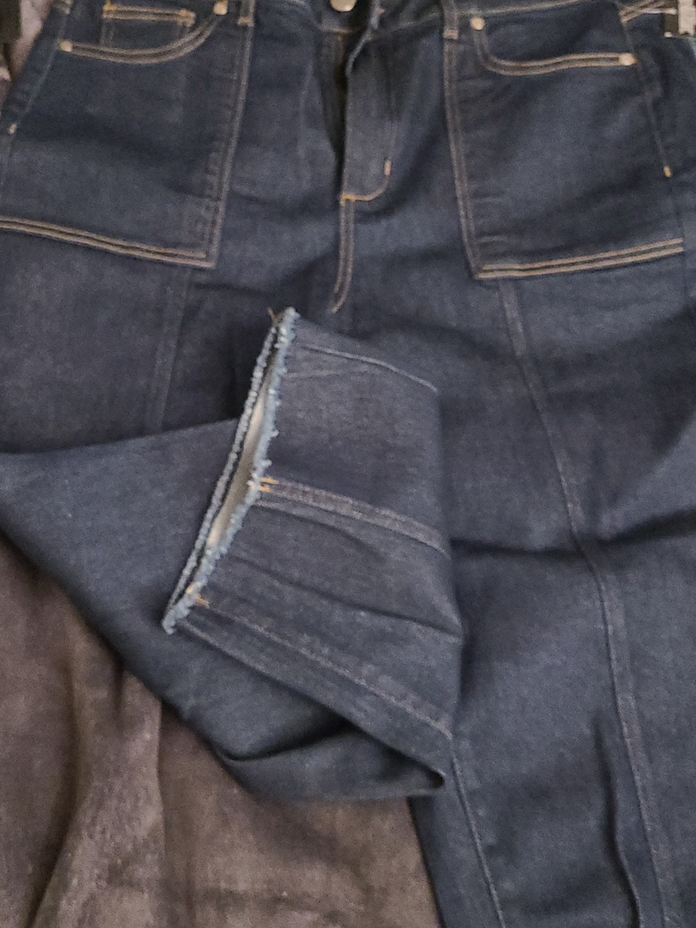 Addition Elle Dark Indigo Cropped Jeans with Raw Hem